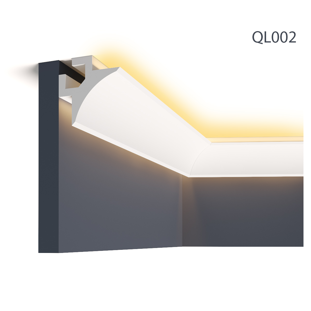 Cornisa decorativa pentru led ql002, 200 x 8.5 x 8.5 cm, mardom decor 